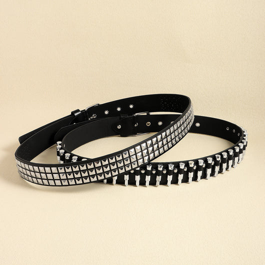 Cinturón Punk Rock con Remaches Balas Negro Unisex - Accesorios Hip-hop de Moda - Image 2