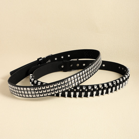 Cinturón Punk Rock con Remaches Balas Negro Unisex - Accesorios Hip-hop de Moda