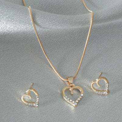 Conjunto de Collar y Aretes Corazón de Circón - Cadena Elegante para Suéter - Image 9