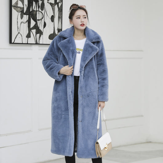 Abrigo Largo de Cashmere y Algodón con Detalles de Pelaje para Mujer - Image 24