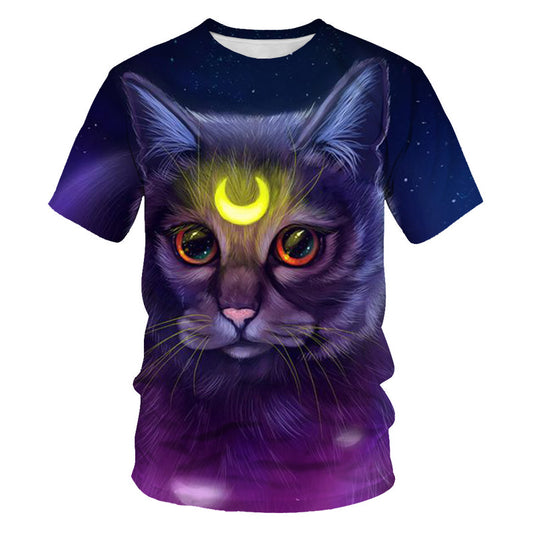 Playera Hombre Estampado Gatos 3D Impresión Digital