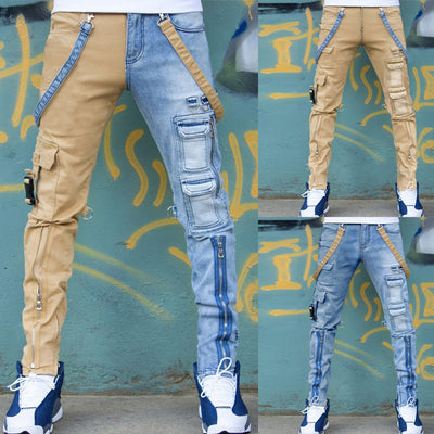 Pantalones Vaqueros Color Block Slim Fit - Diseño Moderno para Hombre