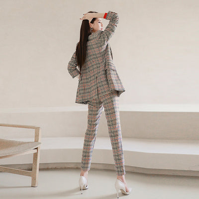 Pantalón de Talle Alto Recto a Cuadros Doble Botonadura para Mujer - Image 10