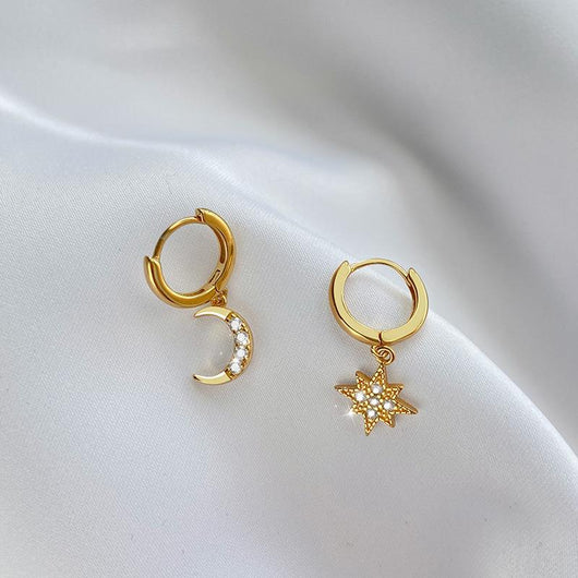 Aretes Estrella Luna Diamante - Diseño Versátil y Personalizado - Image 4