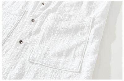 Camisa Ligera de Algodón, Lino y Ramio con Solapa - Manga Corta - Image 8