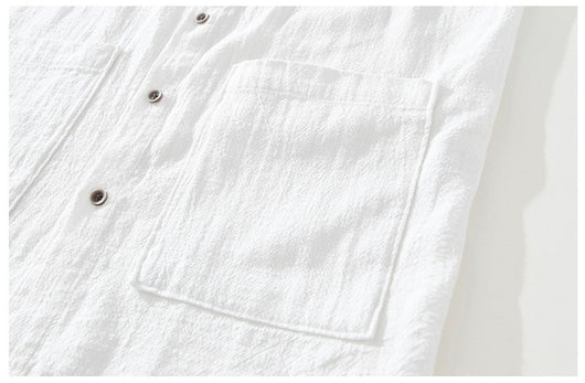 Camisa Ligera de Algodón, Lino y Ramio con Solapa - Manga Corta - Image 8