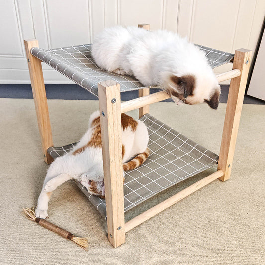 Cama Hamaca Doble para Gatos - Estructura de Madera Maciza con Niveles Separables - Image 2