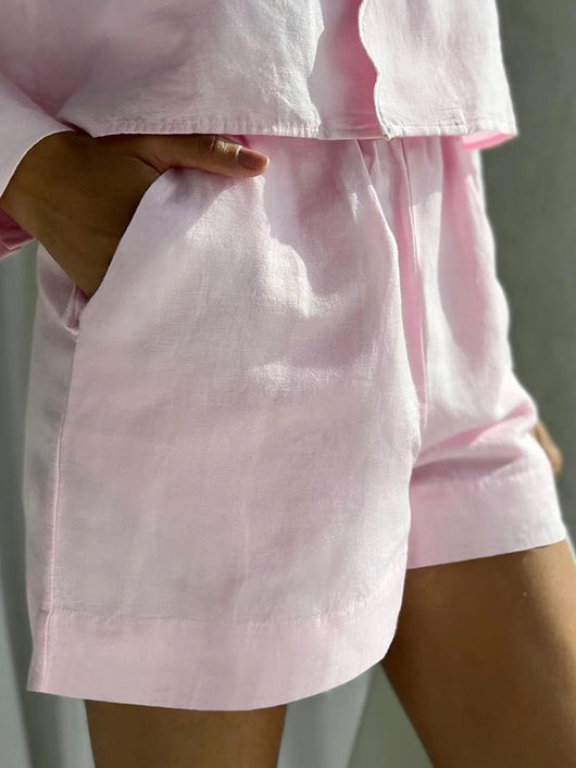 Conjunto Casual Elegante: Blusa Manga Larga y Short Cintura Alta - Image 3