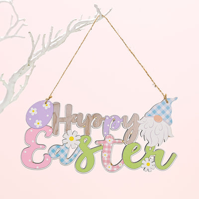 Gnomo Decorativo de Pascua con Conejo de Madera Artesanal - Image 12