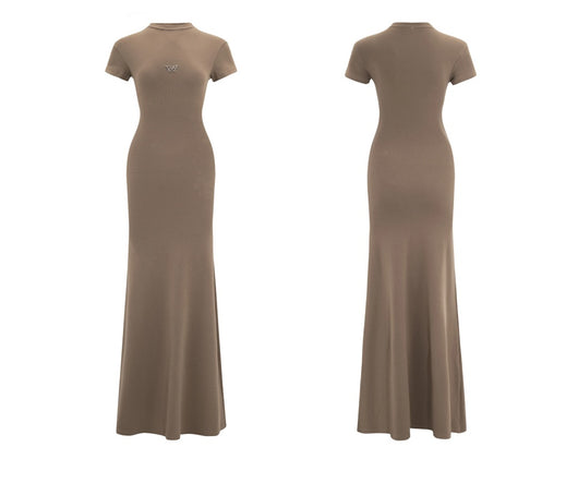 Vestido Entallado de Punto con Cuello Medio y Manga Corta para Mujer - Image 10