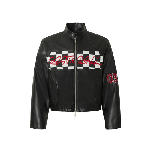 Chaqueta de Cuero Estilo Retro Americano con Detalles de Tartán - Image 25