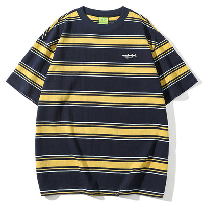 Camiseta Rayas Manga Corta Personalidad Fashion Hombre - Image 5