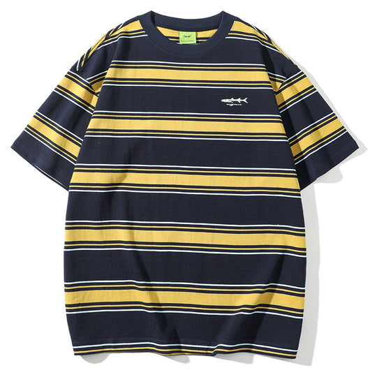 Camiseta Rayas Manga Corta Personalidad Fashion Hombre - Image 5