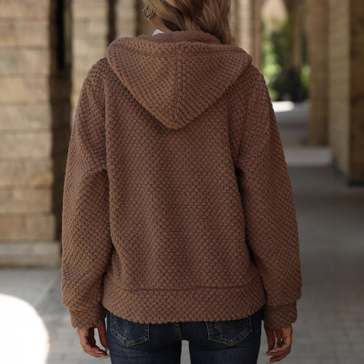 Chaqueta Hoodie Acolchada Suelta con Bolsillos y Cierre para Otoño e Invierno - Image 3