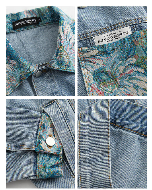 Chaqueta de Mezclilla Suelta Estampada para Parejas - Image 14
