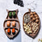 Bandeja de Frutas Artesanal de Madera con Diseño de Hojas y Peces