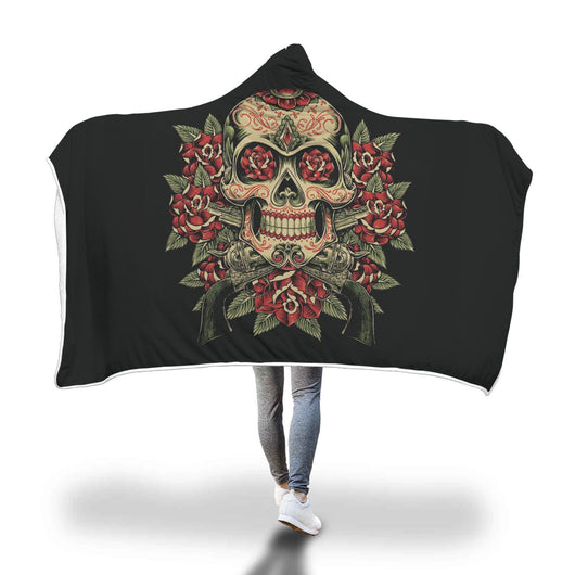Poncho Manta con Capucha Calavera Impresión 3D Digital - Image 2