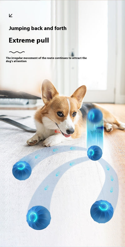 Orange pet jumping ball toy with a glowing blue power button, made from TPR material for dogs. - Image 11