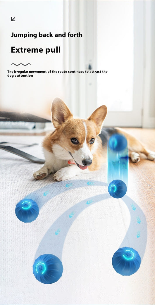Orange pet jumping ball toy with a glowing blue power button, made from TPR material for dogs. - Image 11