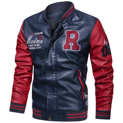 Chaqueta de Cuero PU Acolchada para Motociclista - Estilo Béisbol Hombre - Image 5