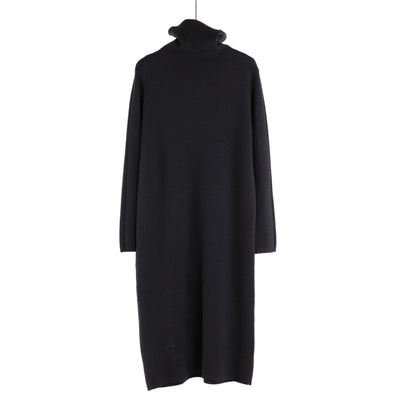 Vestido Suéter Largo de Cuello Alto para Otoño e Invierno - Image 9