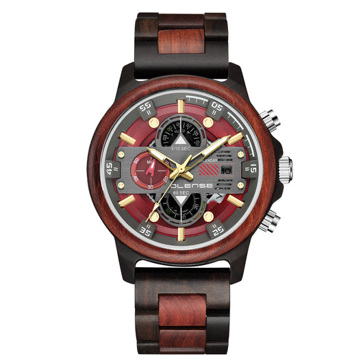 Reloj de Madera para Hombre Cuarzo Multifuncional con Esfera Luminosa - Image 3