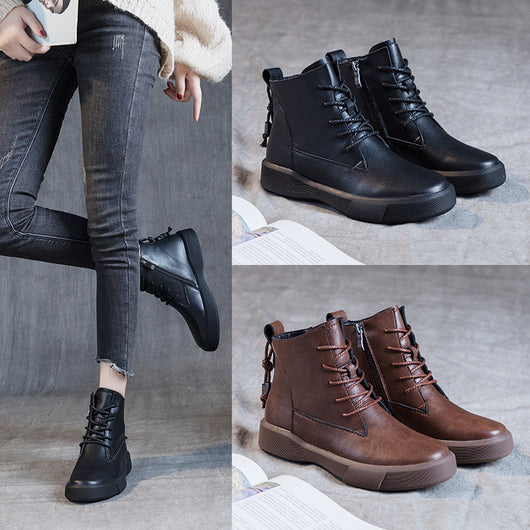 Bota Martin Plana Retro para Mujer - Estilo Clásico Estudiante - Image 9