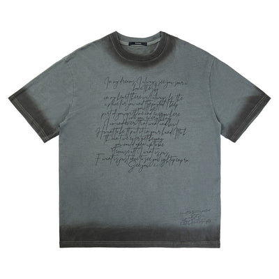 Camiseta Estampada Manga Corta Doble Hilo Lavado Oscuro