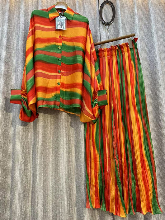 Conjunto de Dos Piezas: Blusa Estampada Personalizada + Pantalón Ancho de Cintura Alta - Image 40