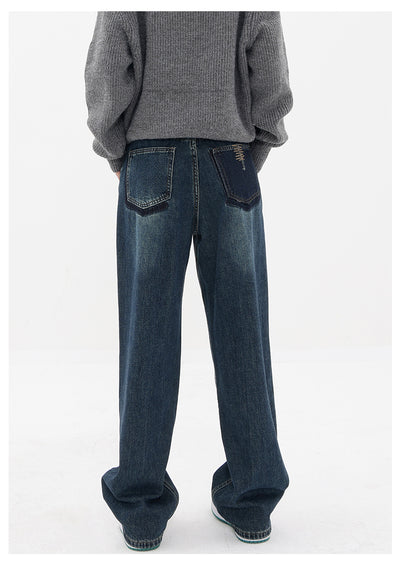 Pantalones Vaqueros Retro Azul Degradado Cintura Alta Rectos Casuales para Mujer - Image 18