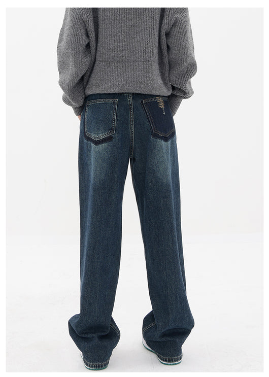 Pantalones Vaqueros Retro Azul Degradado Cintura Alta Rectos Casuales para Mujer - Image 18