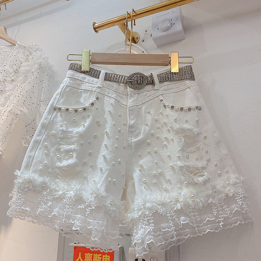 Shorts Talle Alto con Detalles de Diamantes - Estilo Coreano - Image 7