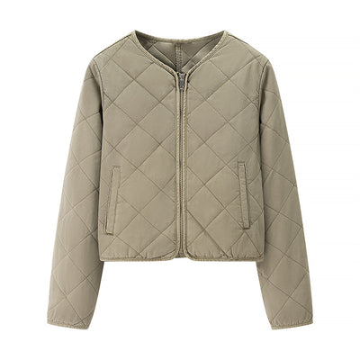 Chaqueta Acolchada de Algodón con Cuello Redondo y Diamantes Clásicos - Image 2