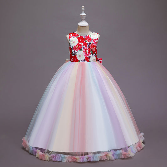 Falda de Malla Estampada Arcoíris para Niñas CUHK