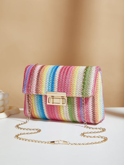 Bolsa de Hombro Tejida con Cierre de Candado para Mujer - Image 7