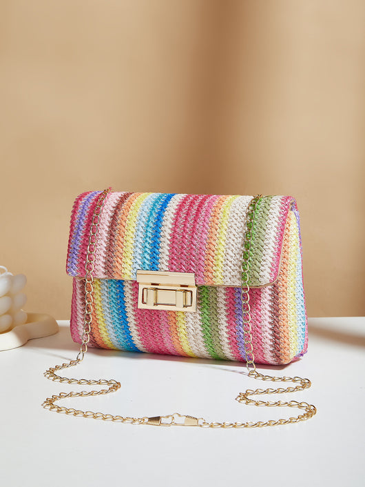 Bolsa de Hombro Tejida con Cierre de Candado para Mujer - Image 7