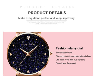 Reloj de Cuarzo Impermeable para Mujer con Diseño Estrellado Minimalista - Image 16