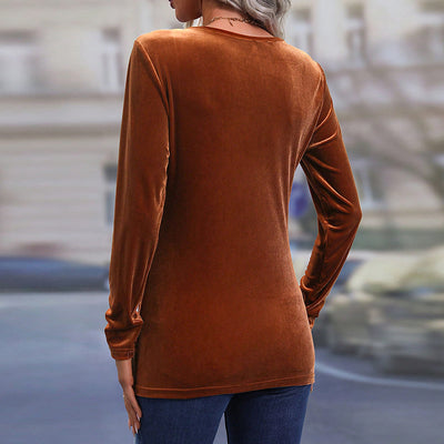 Blusa de Terciopelo Asimétrica con Abertura Lateral - Elegancia Otoño Invierno - Image 2