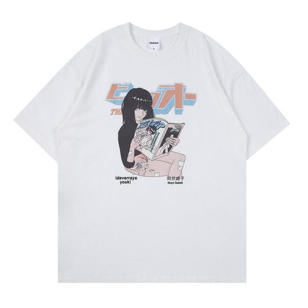 Playera Holgada con Estampado Cartoon de Manga Corta