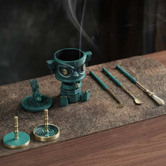 Quemador de Incienso de Cobre Puro Sanxingdui - Set Decorativo para el Hogar