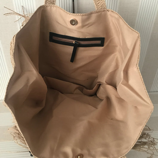 Bolsa Tejida de Paja con Borlas Cuadrada para el Hombro - Image 3