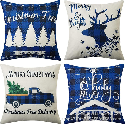 Set de 4 Fundas de Cojines Navideños Muñeco de Nieve y Reno 18x18 Pulgadas - Image 20