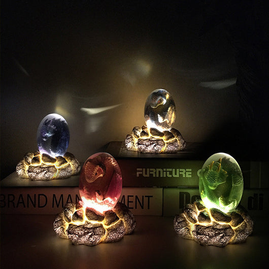 Huevo de Dragón LED con Cristal Mineral - Decoración Feng Shui Recargable