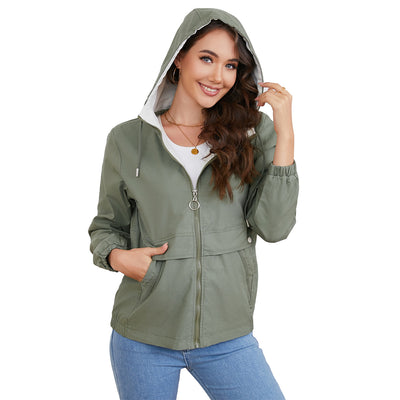 Abrigo Impermeable con Capucha en Colores Sólidos para Mujer - Image 6