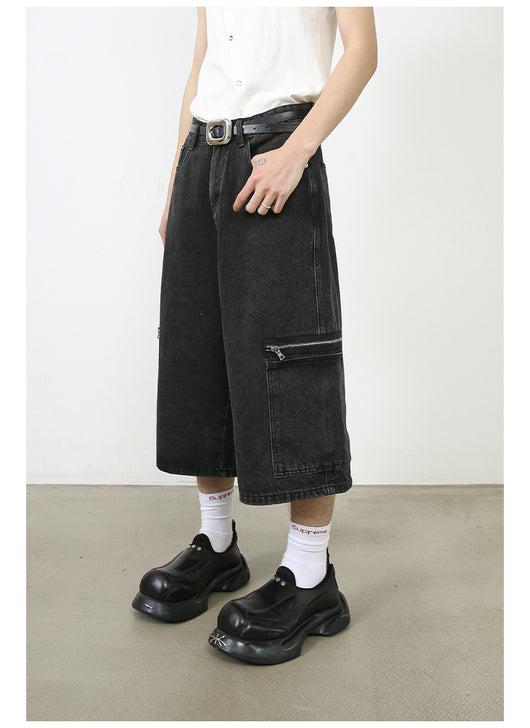Shorts Cargo Denim Holgados Estilo Hip-hop Urbano - Image 9