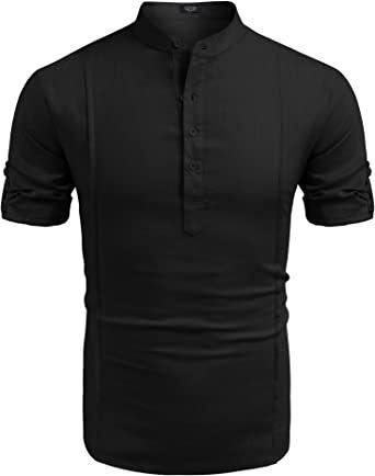 Camisa Lino Henley Hombre Manga Corta Casual Playa Verano - Image 9