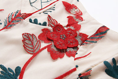 Vestido Largo Floral Coreano con Encaje y Detalles en Espinas - Image 3