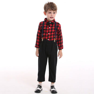 Conjunto Festivo a Cuadros para Hermanos: Camisa y Peto - Image 5