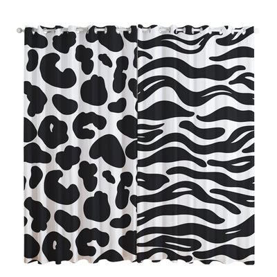 White curtain with a repeating pattern of black outline cartoon faces, featuring grommet top for easy hanging. - Image 8