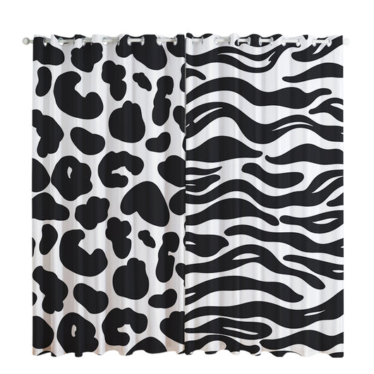 White curtain with a repeating pattern of black outline cartoon faces, featuring grommet top for easy hanging. - Image 8